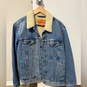 Levi's Blue Lightweight Shirt Jacket with Sherpa Collar